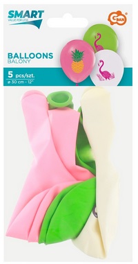 Balony Flamingi i Ananasy 30 cm 5 szt Godan_100901
