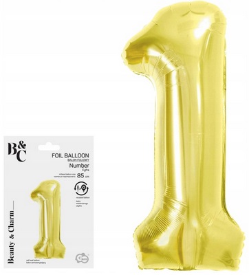 Balon Foliowe Beauty & Charm cyfra 1 light gold 85cm Godan_100902
