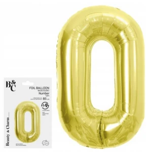 Balon Foliowe Beauty & Charm cyfra 0 light gold 85cm Godan