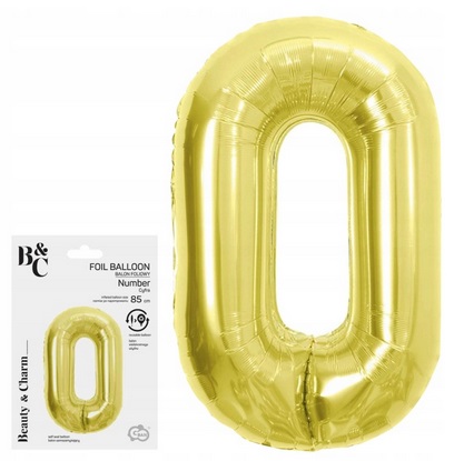 Balon Foliowe Beauty & Charm cyfra 0 light gold 85cm Godan_100903