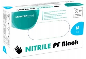 Rękawiczki jednorazowe nitrylowe bezpudrowe czarne M 100szt. Master Glove