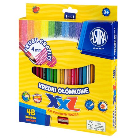 Kredki ołówkowe 48kol Grafit XXL+ Temperówka Astra_55534