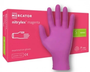Rękawiczki nitrylowe ciemnoróżowe Nitrylex Magenta S 100 szt.Mercator 