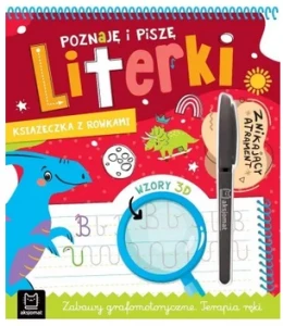 Poznaję i piszę literki Książeczka z rowkami Znikający atrament Wzory 3D Zabawy grafomotoryczne Terapia ręki  Aksjomat