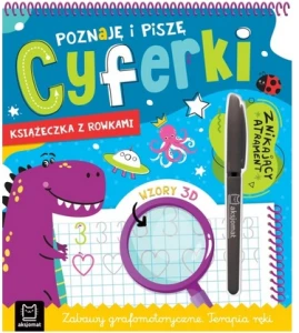 Książeczka z rowkami Poznaję i piszę cyferki Znikający atrament Wzory 3D Zabawy grafomotoryczne Terapia ręki Aksjomat