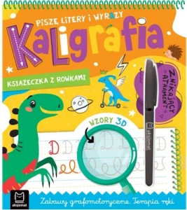 Książeczka z rowkami Piszę litery i wyrazy Kaligrafia Znikający atrament Wzory 3D Zabawy grafomotoryczne Terapia ręki  Aksjomat
