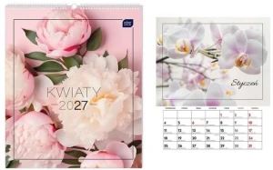 Kalendarz ścienny planszowy 2027 kwiaty Interdruk