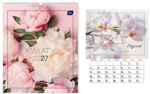 Kalendarz ścienny planszowy 2027 kwiaty Interdruk_101955