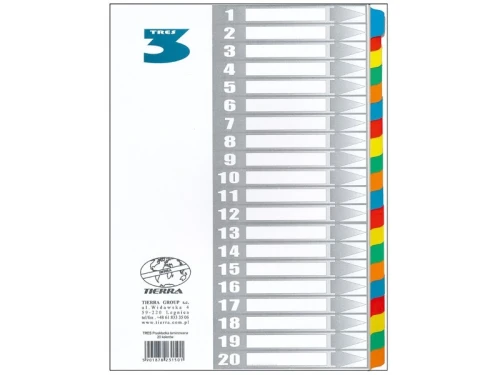 Przekładka do segregatora A4 laminowana 20kol Tres  _54971