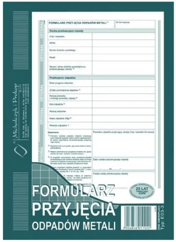 Formularz przyjęcia odpadów metali E03-3 MP_55089
