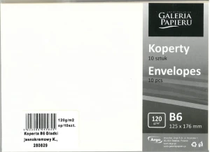 Koperta Ozdobna B6 120g 10szt Gładki Jasnokremowy Argo