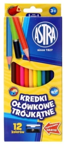 Kredki ołówkowe trójkątne 12kol.  Astra   