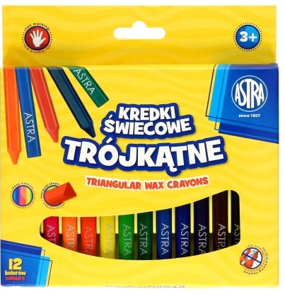 Kredki świecowe trójkątne 12kol  Astra _55362