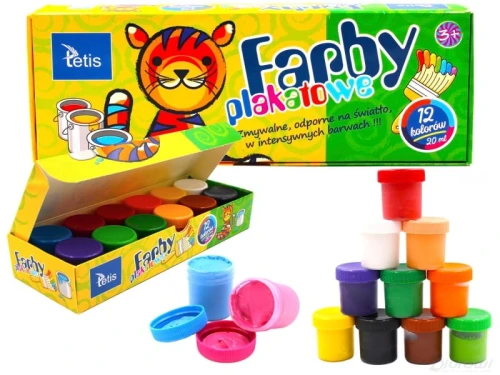 Farby plakatowe 20ml 12kol KF001-D Tetis_52783