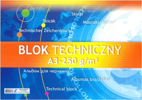 Blok Techniczny A3 biały 10k 250G Kreska_53120