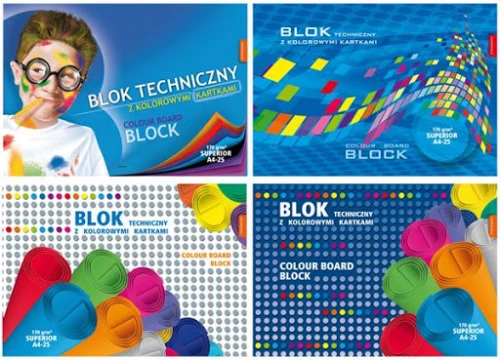 Blok Techniczny A4 kolorowy 25k Superior Kreska_52797