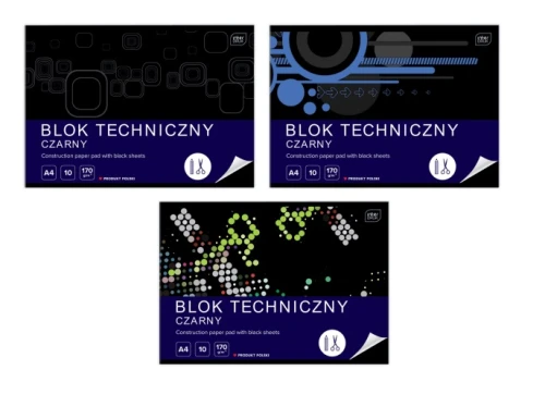 Blok techniczny A4 Czarny 10 kartek Interdruk_71190