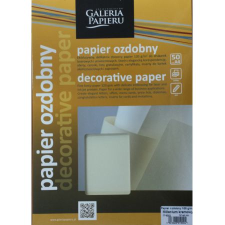 Karton Wizytówkowy A4 50 100g Milenium Kremowy Galeria Papieru_26366