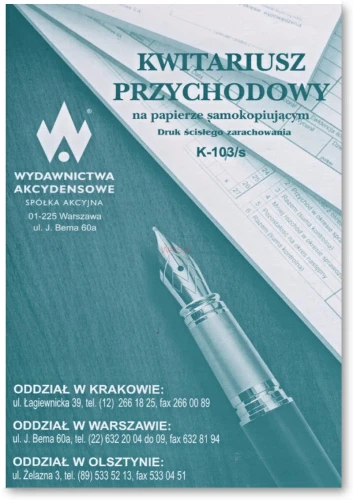 Kwitariusz Przychodowy A5 K-103/S _28140