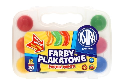 Farby plakatowe w walizce 12 kolorów 20ml Astra_55736