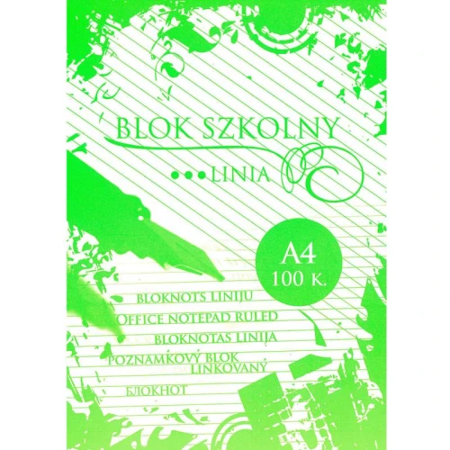 Blok szkolny - Notatnik A4 100 Linia Kreska_50620