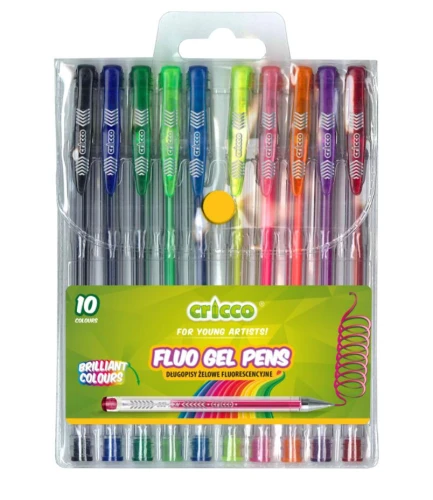 Długopisy żel fluo 10kol. Cricco_47942