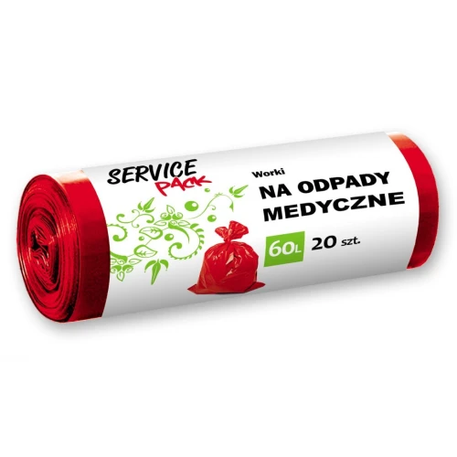 Worki na odpady medyczne 60L czerwone 20szt. Service Pack_54153