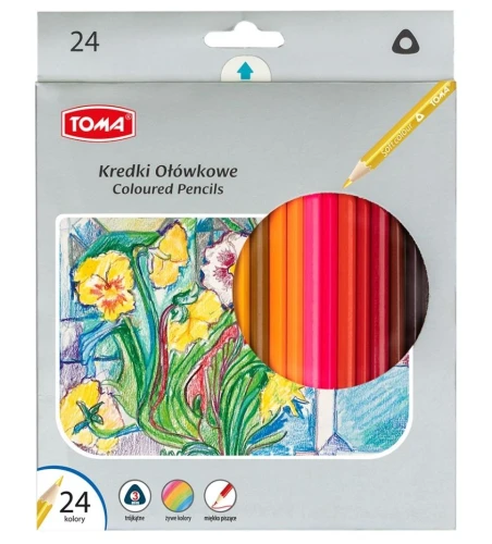 Kredki ołówkowe trójkątne 24kol. Toma_53189