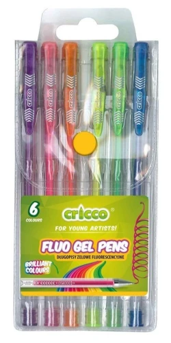 Długopisy żel fluo 6kol. Cricco _53628