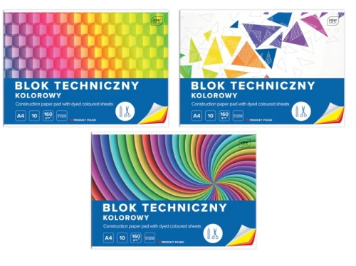 Blok techniczny A4 Kolorowy 10 kartek Interdruk _73064
