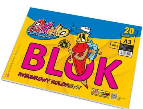 Blok Rysunkowy A3 kolorowy 20k 80g Pastello_52336
