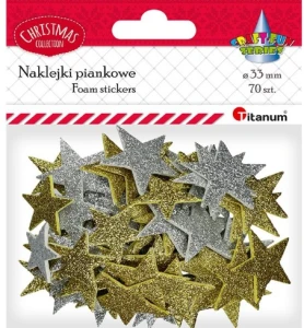 Naklejka piankowe brokatowe gwiazdki 70szt Titanum 383641