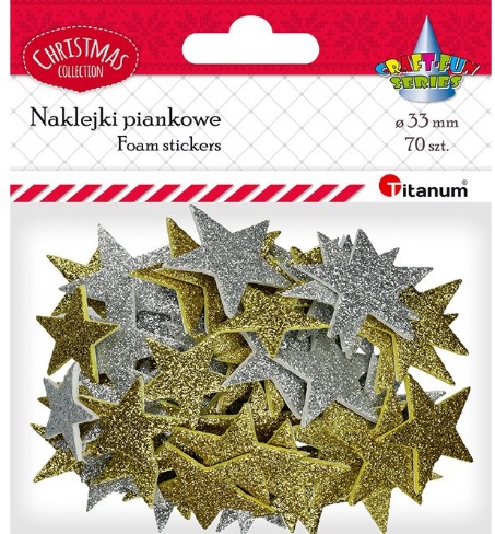 Naklejka piankowe brokatowe gwiazdki 70szt Titanum 383641_57796
