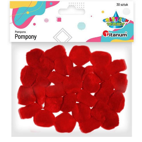 Pompony dekoracyjne czerwone 2,5cm 30szt Titanum_57837