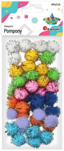 Pompony dekoracyjne Glitter mix 40szt Titanum_57350