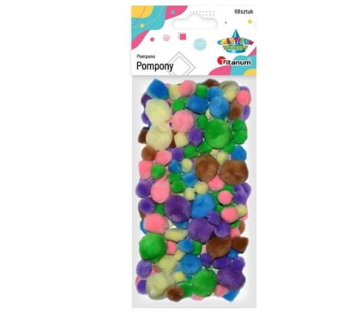 Pompony dekoracyjne kolorowe 68szt 282918 Titanum_59560
