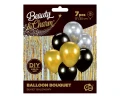 Balony lateksowe, bukiet czarno złoto srebrny 30 cm 7 szt_57520