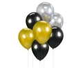 Balony lateksowe, bukiet czarno złoto srebrny 30 cm 7 szt_57519