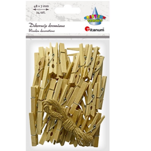Spinacze drewniane naturalne 7x48mm 24szt. 390604 Titanum_58141