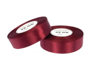 Wstążka satynowa 25mm x 32mb Bordowa 8058 Aksa 