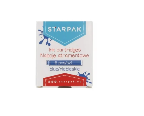 Naboje atramentowe 6szt Niebieskie krótkie Starpak _82895