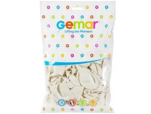 Balony metaliczne 26cm 100szt Perłowe Białe Gemar