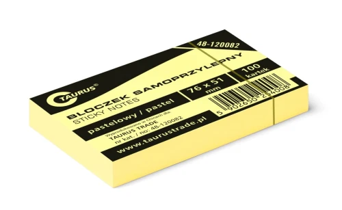 Notes Samoprzylepny Żółty 76x51mm Taurus_59011