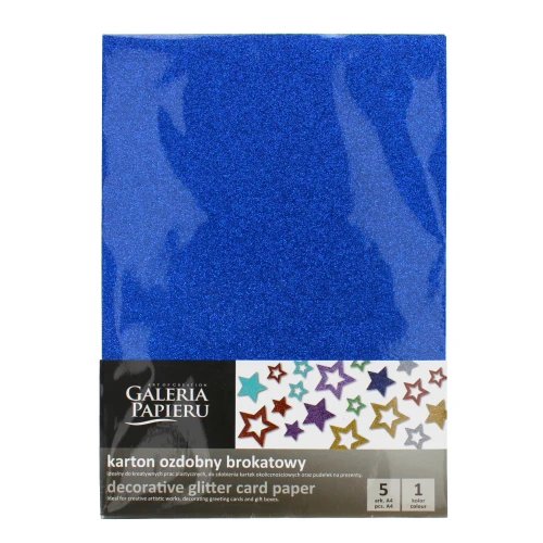 Karton Brokatowy A4 5ark 210g Niebieski Galeria Papieru_59358