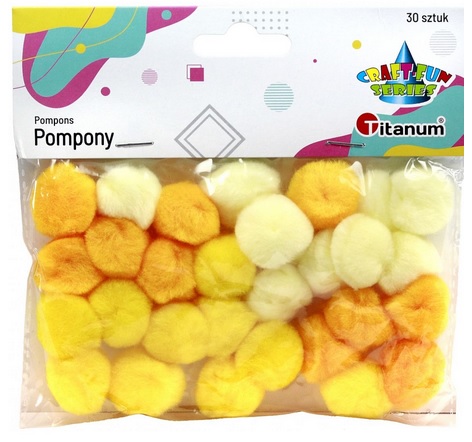 Pompony dekoracyjne odcienie zółtego mix 30szt. 458847 Titanum_59455