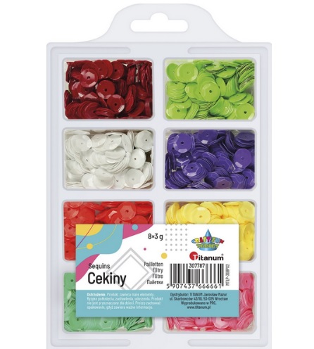 Cekiny kolorowe 8kol. x 3g 307787 Titanum_59460