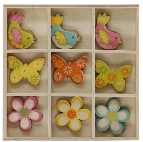 Dekoracje drewniane 27szt  motyw wiosna Titanum_59517