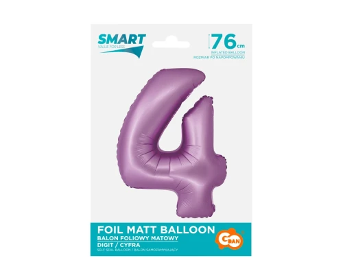 Balon Foliowy cyfra 4 76cm Lawenda Godan_60105