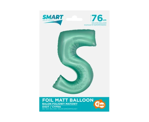Balon Foliowy cyfra 5 76cm Mięta Godan_60124