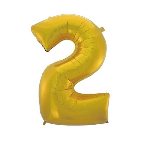 Balon foliowy 85cm cyfra 2 złota mat Godan_60531